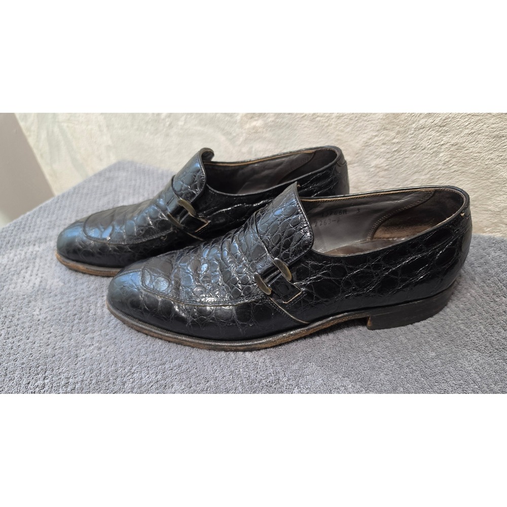 FootJoy Bootmakers to Gentlemen Black Alligator Loafers Mens 9 C 13766A Vintage